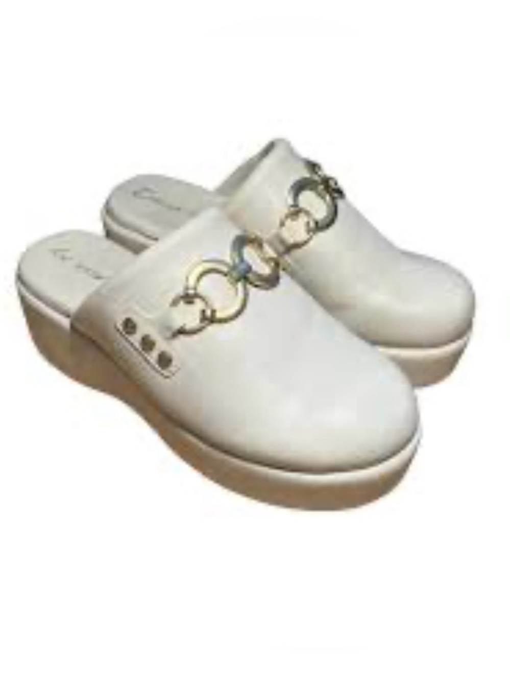 Circus NY by Sam Edelman Jinger Platform Clogs Cream Gold Hardware Tassel 10M